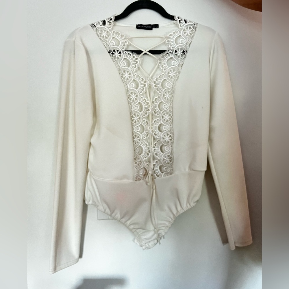 Embroidered long sleeve bodysuit